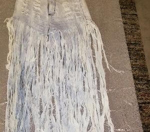 Women light stone was fringe high waisted shorts